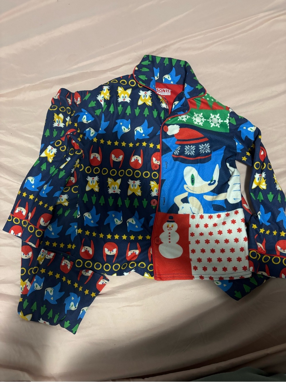 Sonic Holiday Blue Kids Pajama Set